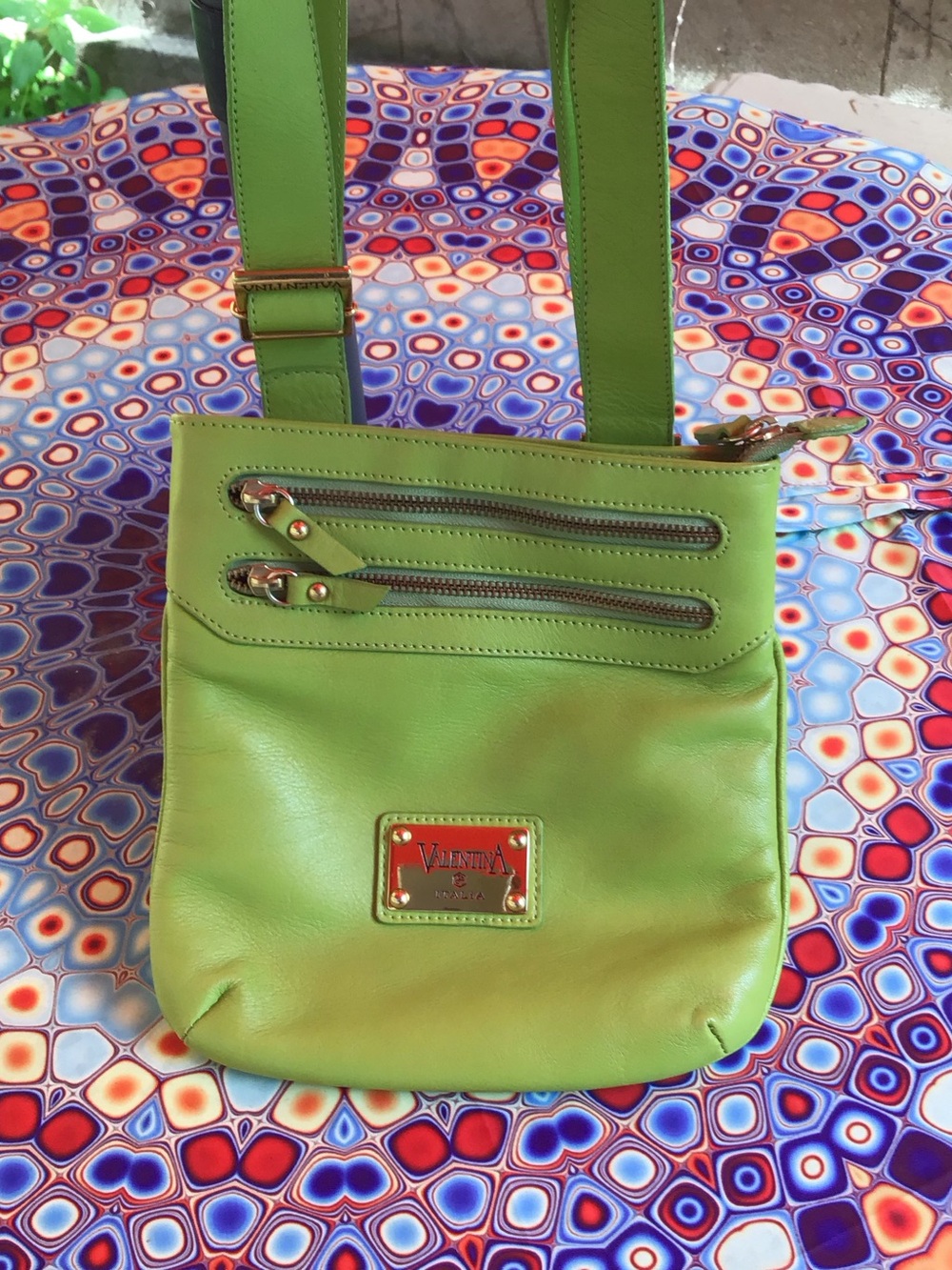 Valentina Lime Green Leather Crossbody